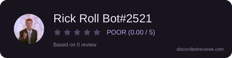 Rating widget preview for Rick Roll Bot#2521