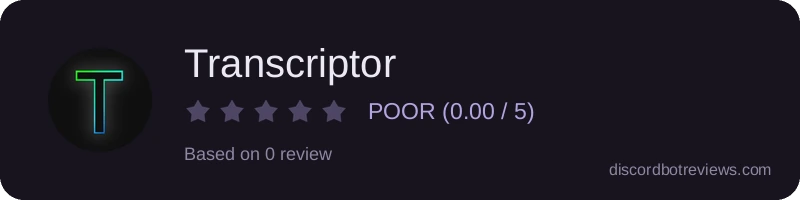 Rating widget preview for Transcriptor