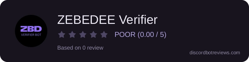 Rating widget preview for ZEBEDEE Verifier