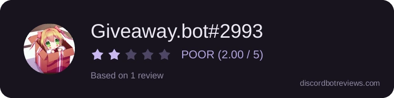 Rating widget preview for Giveaway.bot#2993