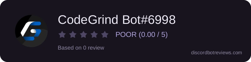 Rating widget preview for CodeGrind Bot#6998