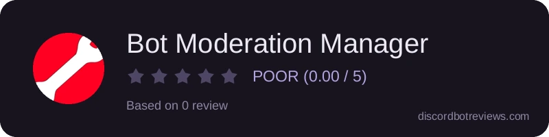 Rating widget preview for Bot Moderation Manager