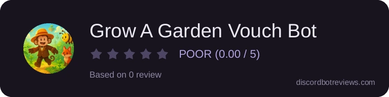 Rating widget preview for Grow A Garden Vouch Bot