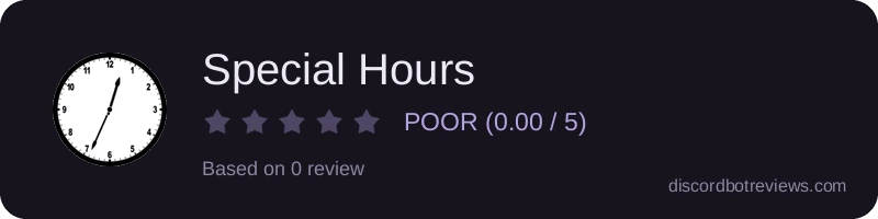 Rating widget preview for Special Hours
