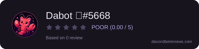 Rating banner for Dabot 🦞#5668