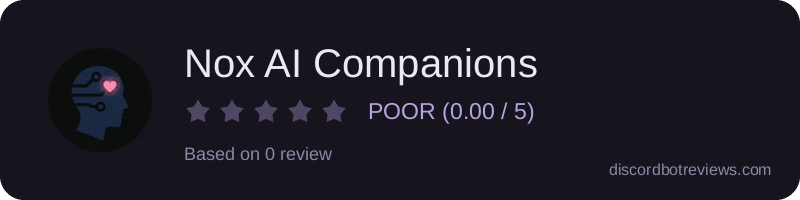 Rating widget preview for Nox AI Companions