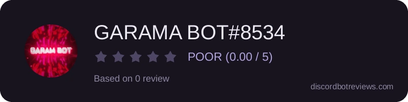 Rating widget preview for GARAMA BOT#8534