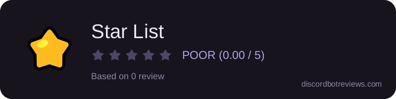 Rating widget preview for Star List