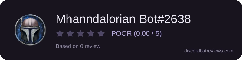 Rating widget preview for Mhanndalorian Bot#2638