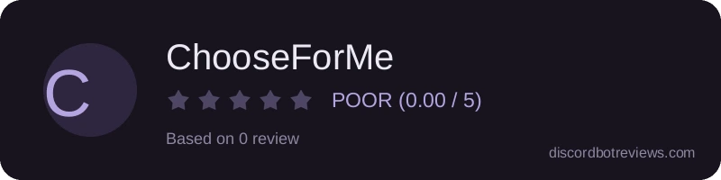 Rating widget preview for ChooseForMe