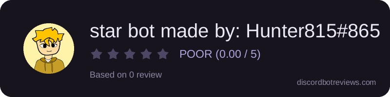 Rating widget preview for star bot made by: Hunter815#8653