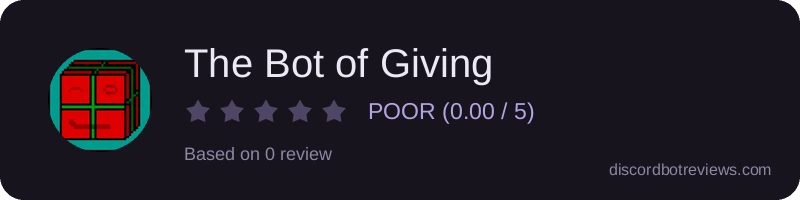 Rating widget preview for The Bot of Giving