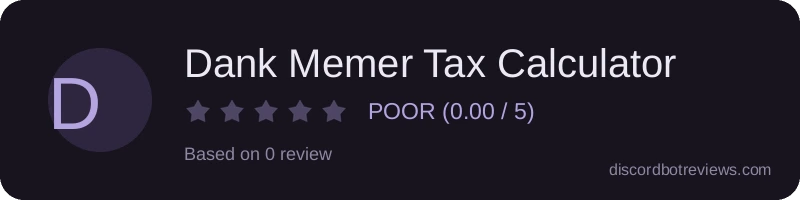 Rating widget preview for Dank Memer Tax Calculator