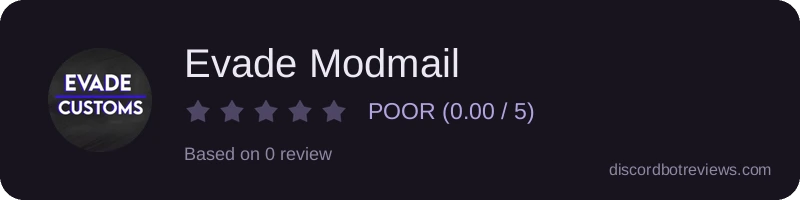 Rating banner for Evade Modmail