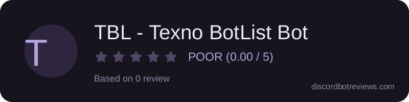 Rating widget preview for TBL - Texno BotList Bot