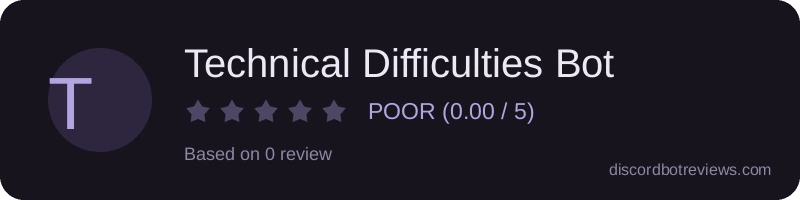 Rating widget preview for Technical Difficulties Bot
