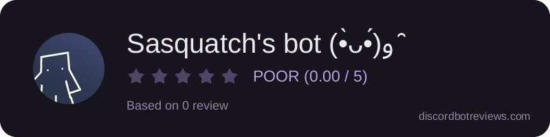 Rating widget preview for Sasquatch's bot (•̀ᴗ•́)و ̑̑