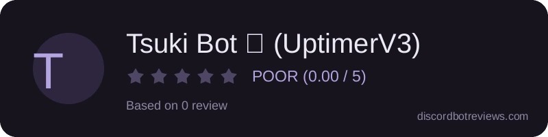 Rating widget preview for Tsuki Bot 🌙 (UptimerV3)