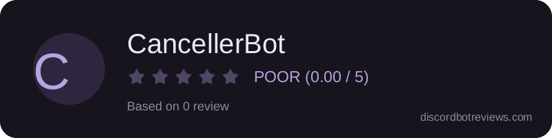 Rating widget preview for CancellerBot