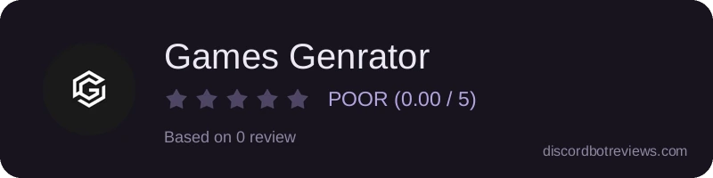 Rating widget preview for Games Genrator 