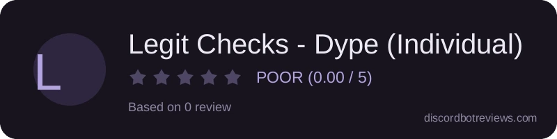 Rating widget preview for Legit Checks - Dype (Individual)