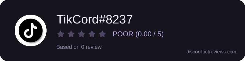 Rating widget preview for TikCord#8237