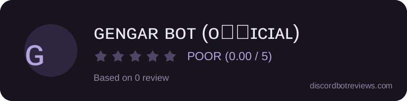 Rating widget preview for ɢᴇɴɢᴀʀ ʙᴏᴛ (ᴏꜰꜰɪᴄɪᴀʟ)